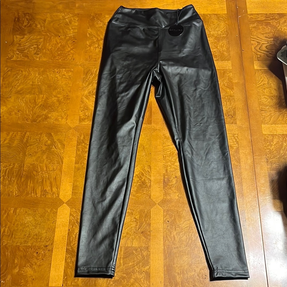 Offline By Aerie Real Luxe Black Faux Leather Leggings